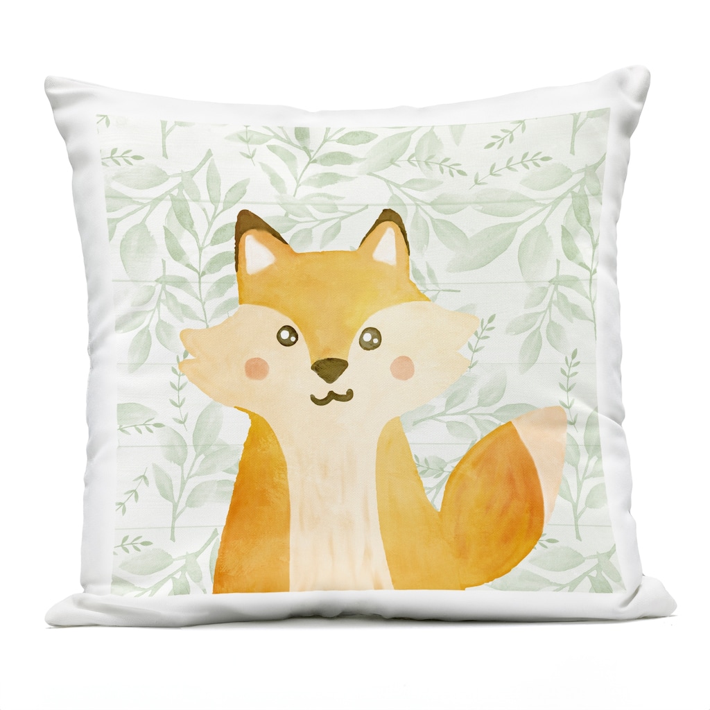 Stupell Joyful Fox on Botanicals Printed Outdoor Throw Pillow Design by Kim Allen