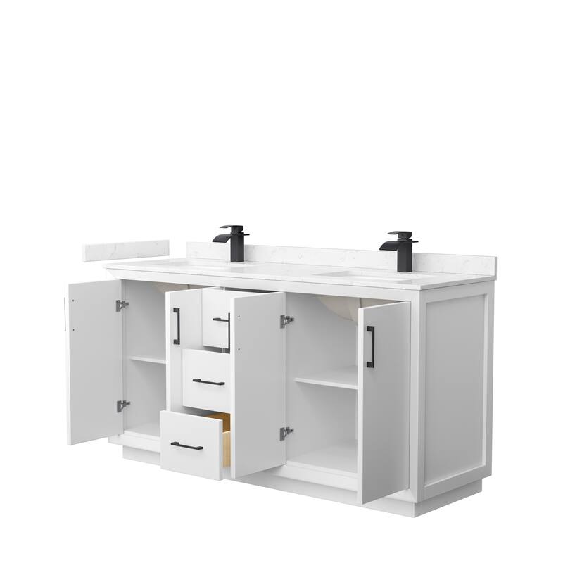 Strada 66-Inch Double Vanity Set, Cultured Marble Top