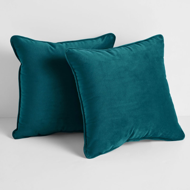 Sorra Home Solid Velvet Indoor Corded Pillow Set of 2