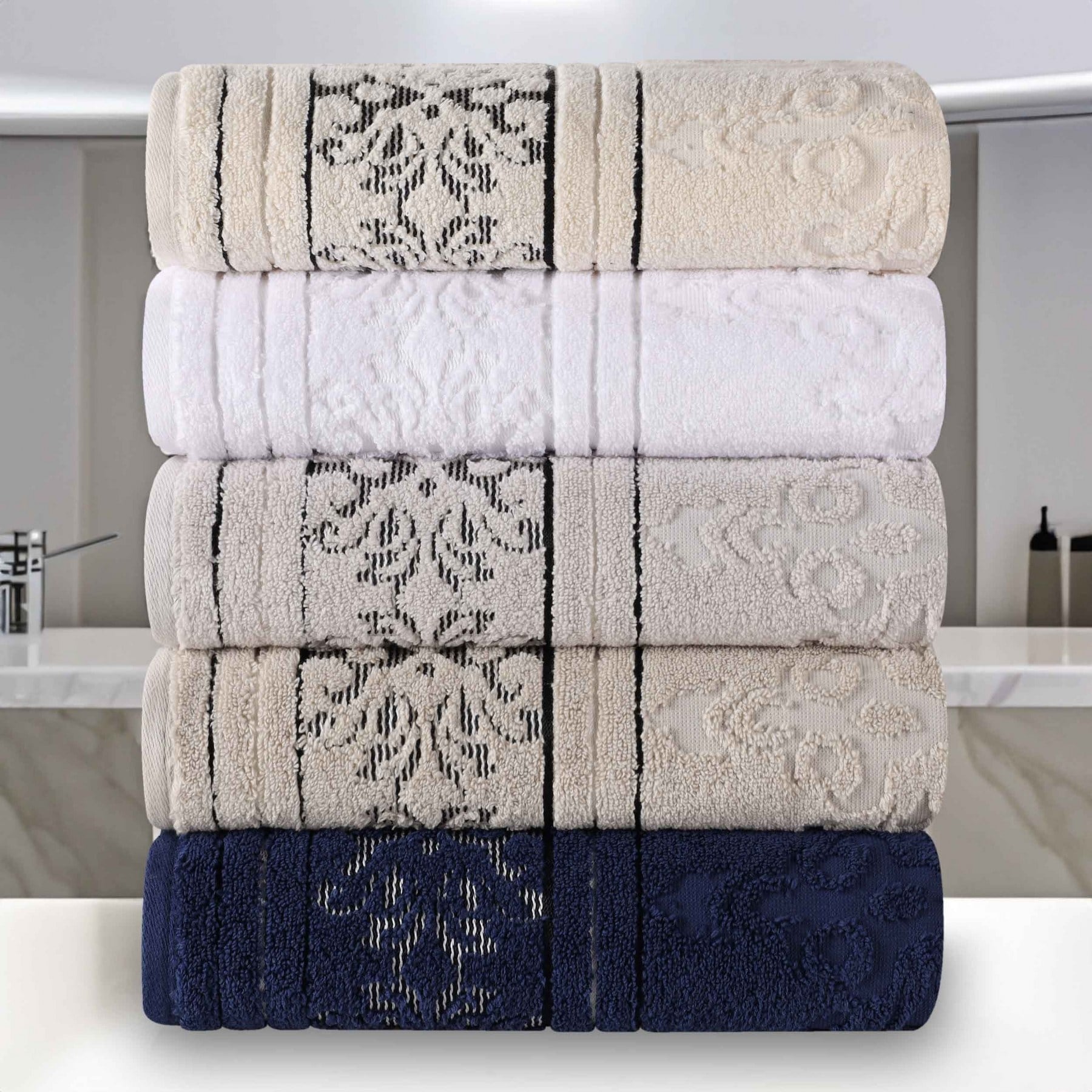 Hotel Style 4-Piece Egyptian Cotton Hand Towel and Washcloth Set, Platinum  Silver
