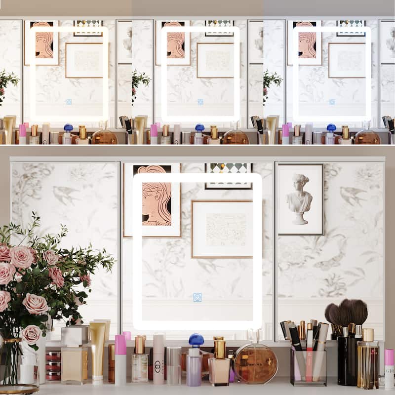 Vanity Desk with Mirror and Lights, Large Makeup Vanity Dressing Table