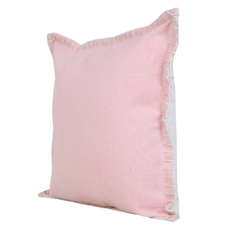 Handwoven Embroidered Edge Square Throw Pillow - 18" - Pink