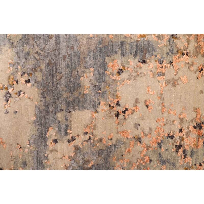 ECARPETGALLERY Hand-knotted Legacy Beige, Dark Grey Silk, Wool Rug - 2'7 x 10'2