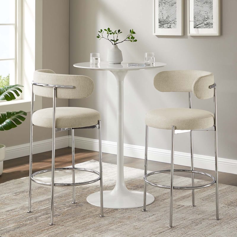 Albie Fabric Bar Stools - Set of 2 - Beige