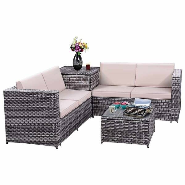 Shop Costway 4pcs Patio Rattan Wicker Furniture Set Sofa Loveseat