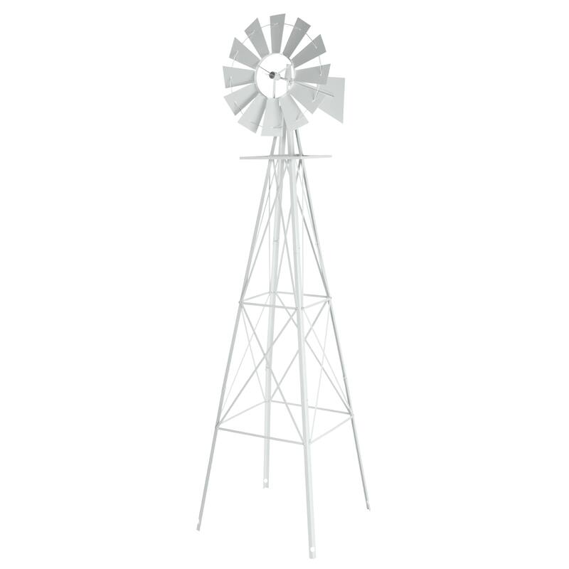 8 Foot Decorative Steel Windmill for Garden Lawn Patio Outdoor Decor Functional Wind Direction Indicator Weather Resistant