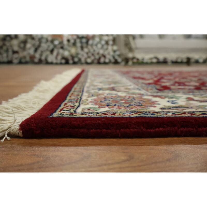 Hand Knotted Oriental 100% Wool Carpet Traditional All-Over Red Agra Area Rug - 5' 9'' X 4' 0''