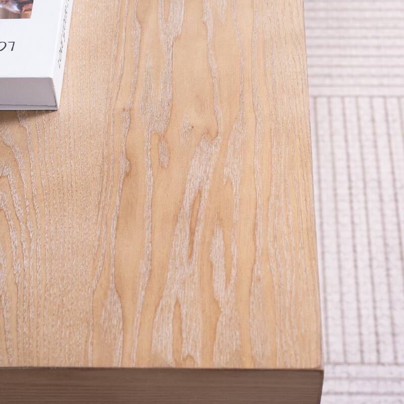 Black Scroll Base Coffee Table, Rectangular Wood Accent Table for Modern Farmhouse Living Rooms