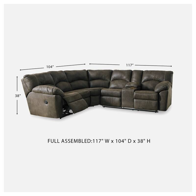 Signature Design by Ashley Tambo Brown 2-Piece Reclining Sectional - 117"W x 104"D x 38"H