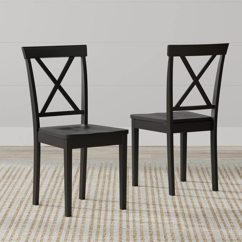 3-Piece Dining Set, 48" Rectangle Wood Table and X-Back Chairs