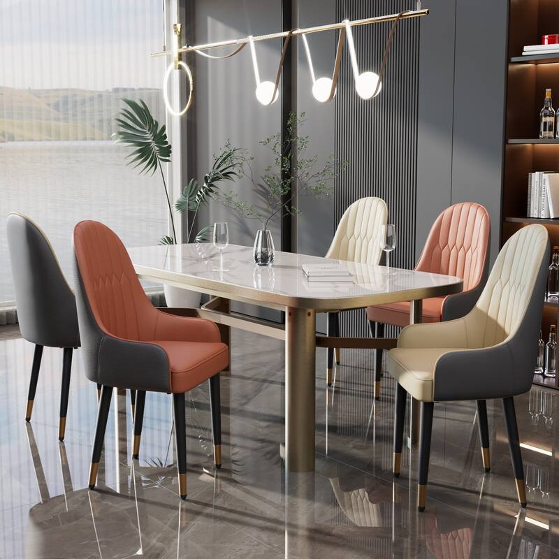Microfiber Silicone Leather Upholstered Dining Chairs (Set of 2)