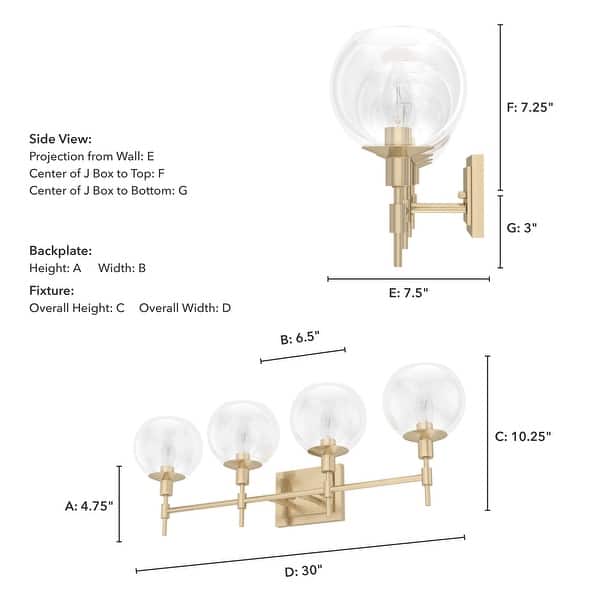 dimension image slide 1 of 7, Hunter Xidane Vanity Wall Light - Bathroom, Mid Century Modern, Glam - Clear glass