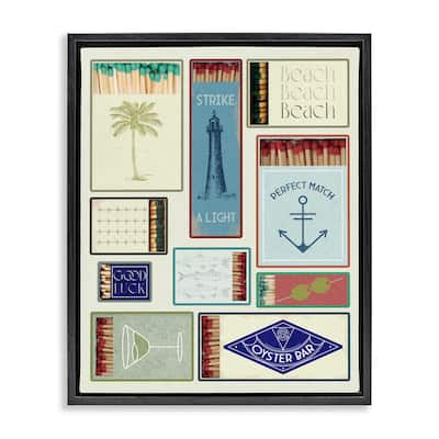 Stupell Nautical Theme Matchboxes Framed Floater Canvas Wall Art Design By Lil' Rue