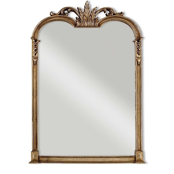 42.5undefined Brushed Gold Ornate Contemporary Square Mirror Bed