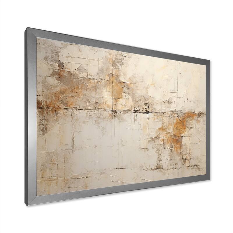 Designart "Beige Christianity Cross Of Jessus" Abstract Framed Canvas Prints