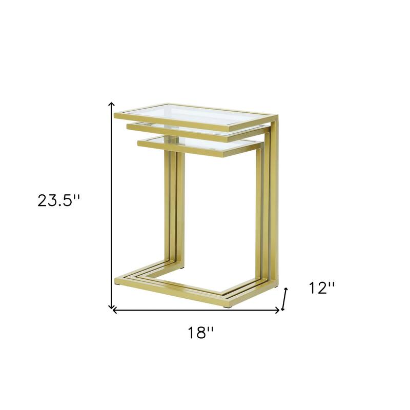 HomeRoots 24" Chrome Glass Rectangular End Table - 26.18