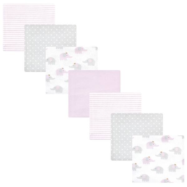 slide 1 of 1, Hudson Baby Infant Girl Cotton Rich Flannel Receiving Blankets Bundle, Lilac Elephants, One Size - Lilac Elephants - One Size One Size - Lilac Elephants