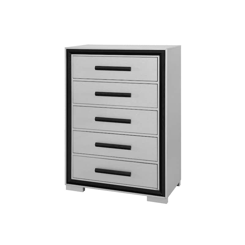 HomeRoots 48" Gray And Black Wood Five Drawer Dresser