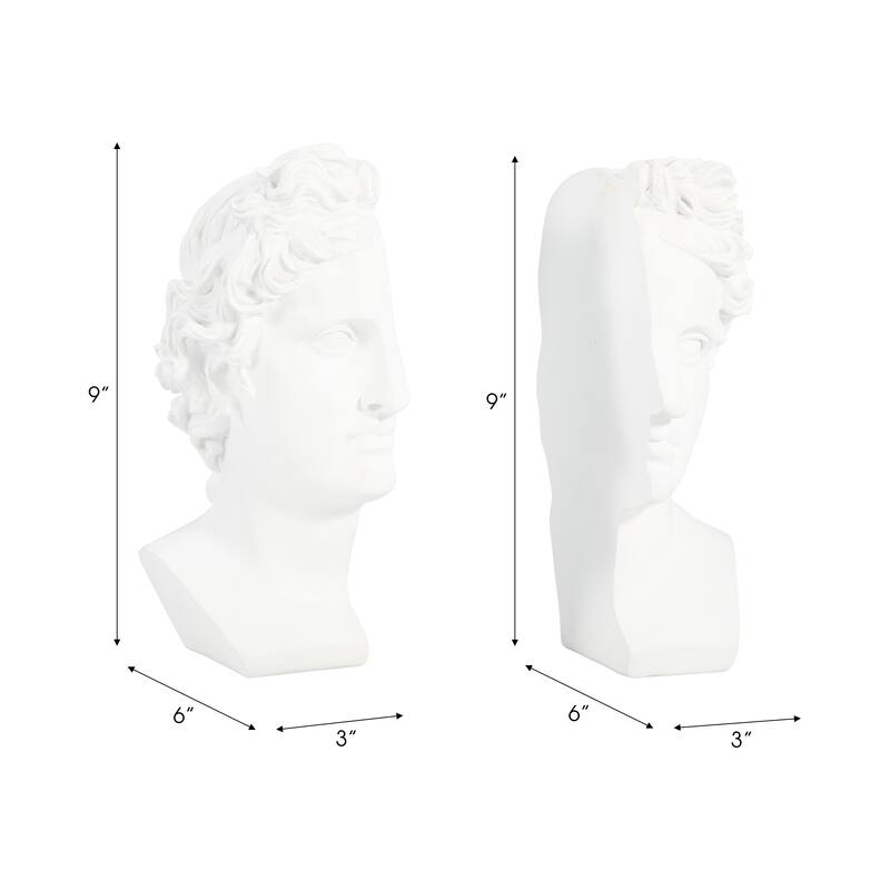 Sagebrook Home Elegantly Crafted Sculptural Bookends, Set of 2, Adorn Your Library or Office in Style - 3" x 6" x 9"