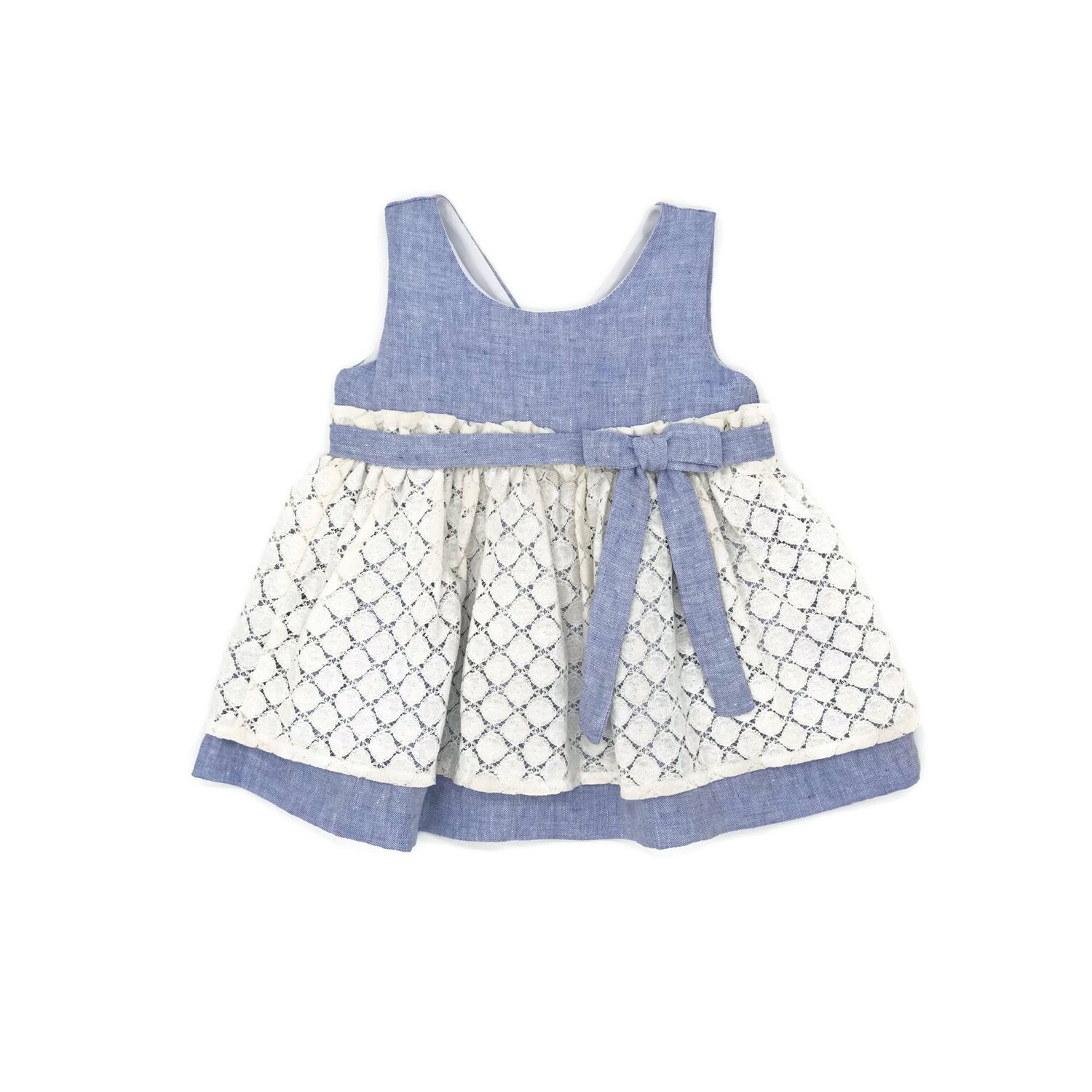Shop Coquelicot Little Girls Blue White Lace Sophia Blonda Lino