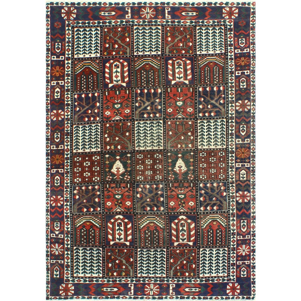 Fine Vintage Distressed Kasiya Eggplant/Navy Rug - 6'8" x 9'7"