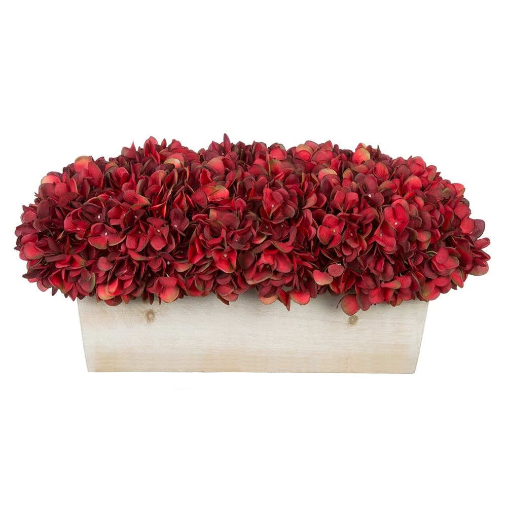 Faux Hydrangeas in White Wood Washed Ledge Planter