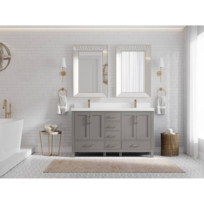 Willow Collections 60 in. W x 22 in. D Malibu Double Sink Bathroom Vanity with Countertop