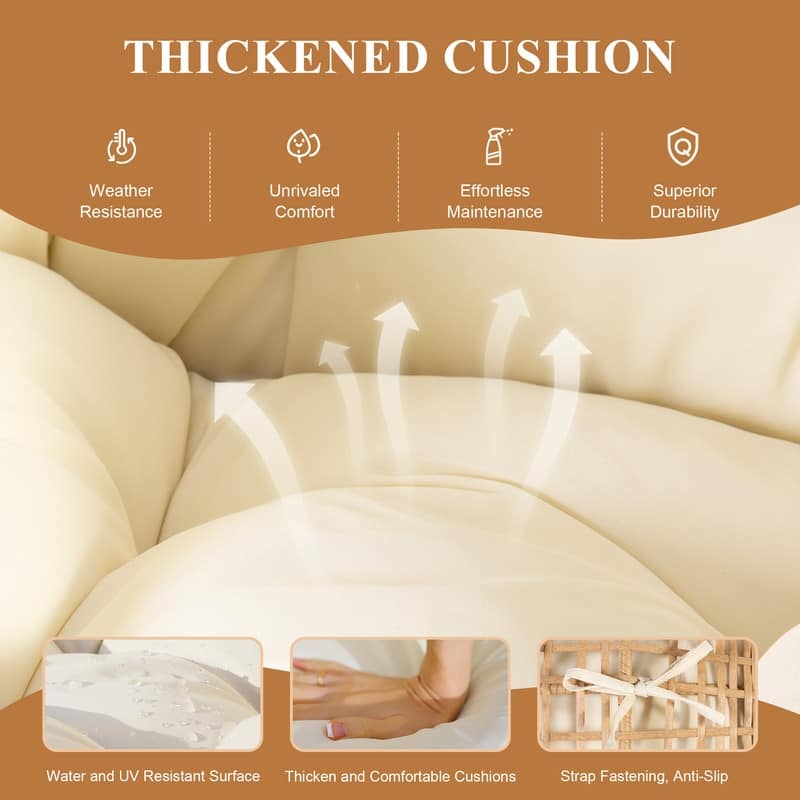 FINCATI Double Egg Chair with 2 Ottomans & Rain Cover, 680-lb Capacity