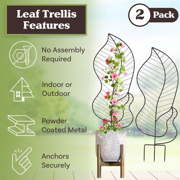 Pure Garden Trellis for Climbing Plants Outdoor Plant Support 2- Pack - 44in Metal Garden Trellis for Potted Plants, Climbing Vines