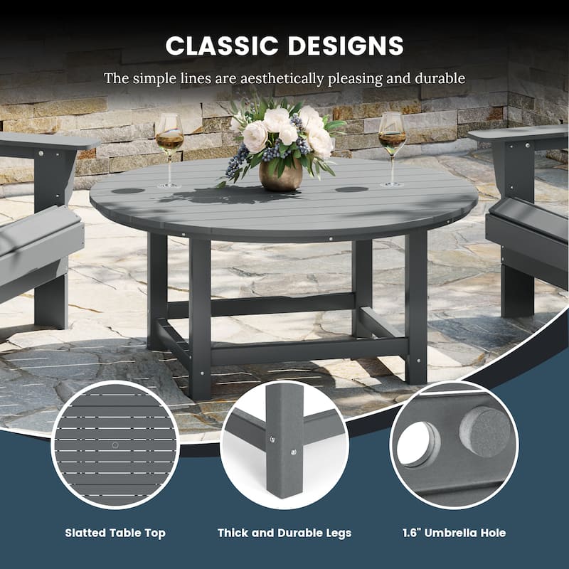 Laguna Outdoor 5-Piece Adirondack Chair With Round Coffee Table Conversation Set