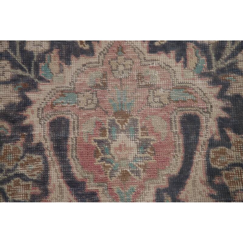 Distressed Tabriz Persian Antique Area Rug Handmade Wool Carpet - 9'9" x 12'8"