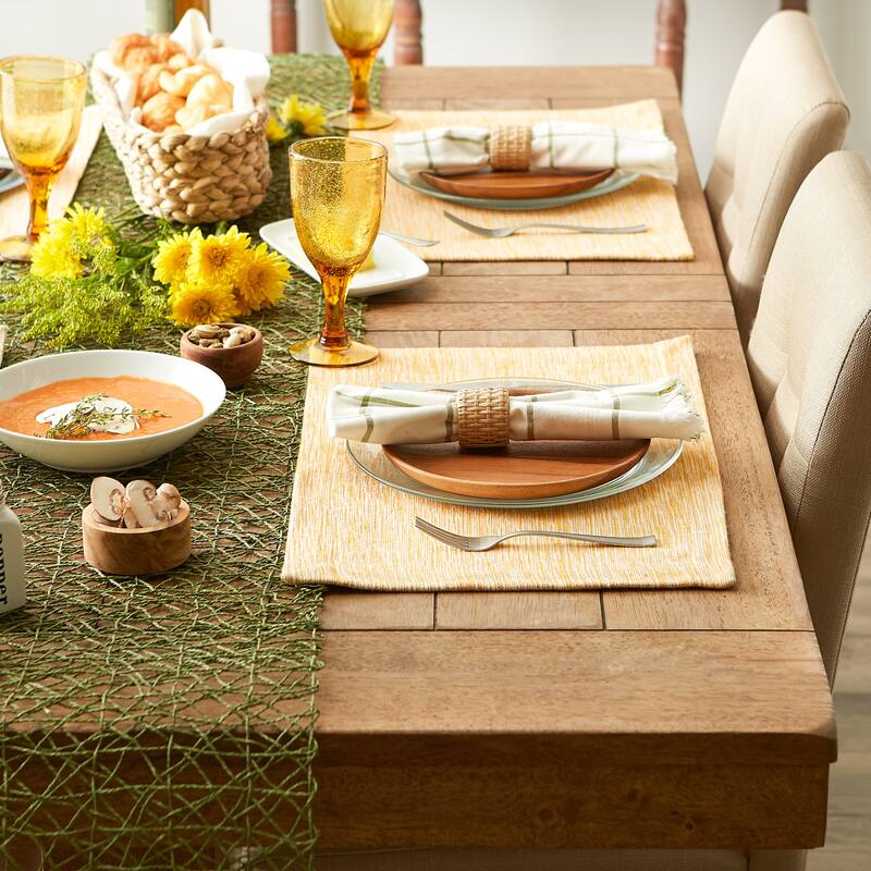 Light Grey And Off-White Tonal Recycled Cotton Slubby Rib Placemat (Set of 6) 13x19