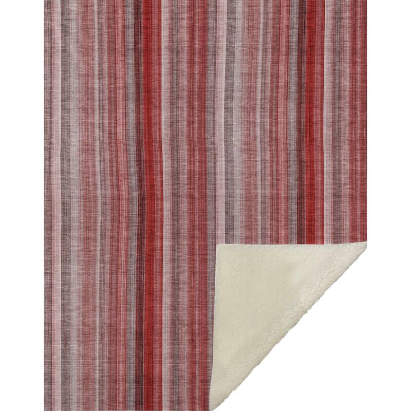 Premium Machine Washable Contemporary Stripe Sherpa Throw Blanket
