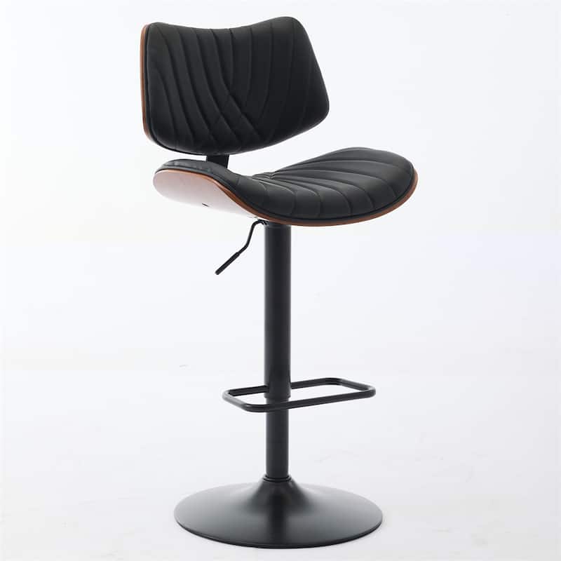 Adjustable Counter Height Leather Upholstered Swivel Bar Stools
