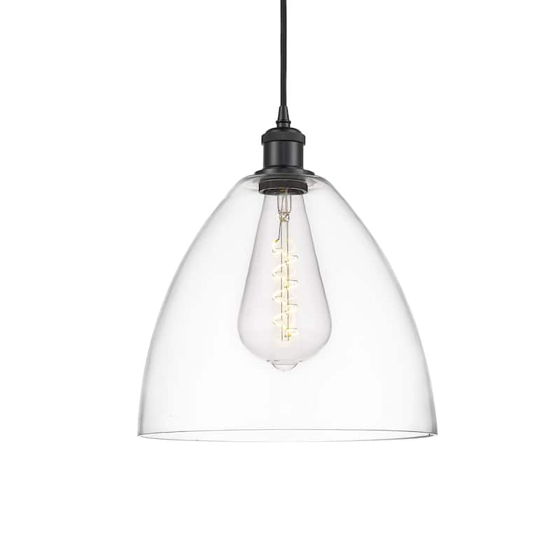 Innovations Lighting 516-1P-15-12 Bristol Pendant Bristol Glass 12" - Matte Black / Clear