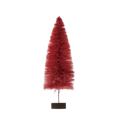 Sisal Bottle Brush Tree with Wood Slice Base