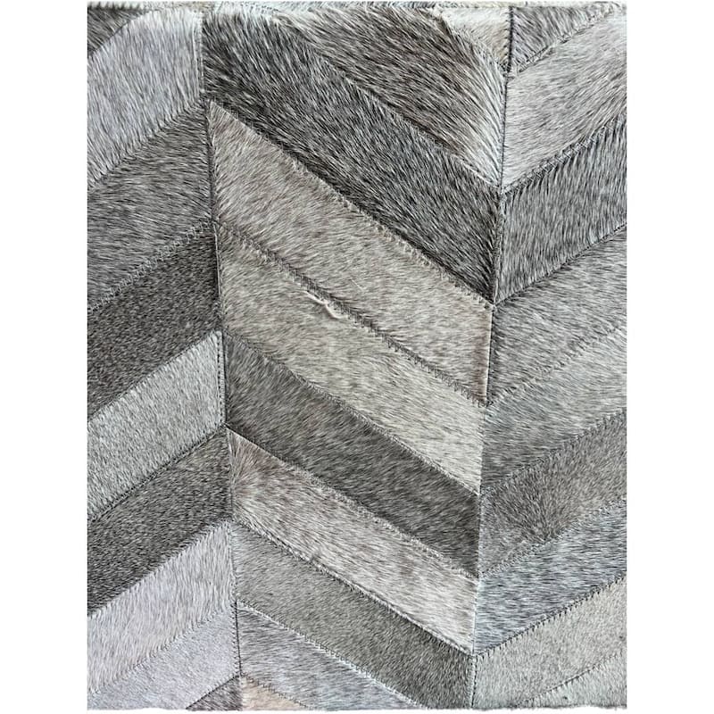 Pasargad Natural Cowhide Ottoman silver 19'' - 1' x 1'