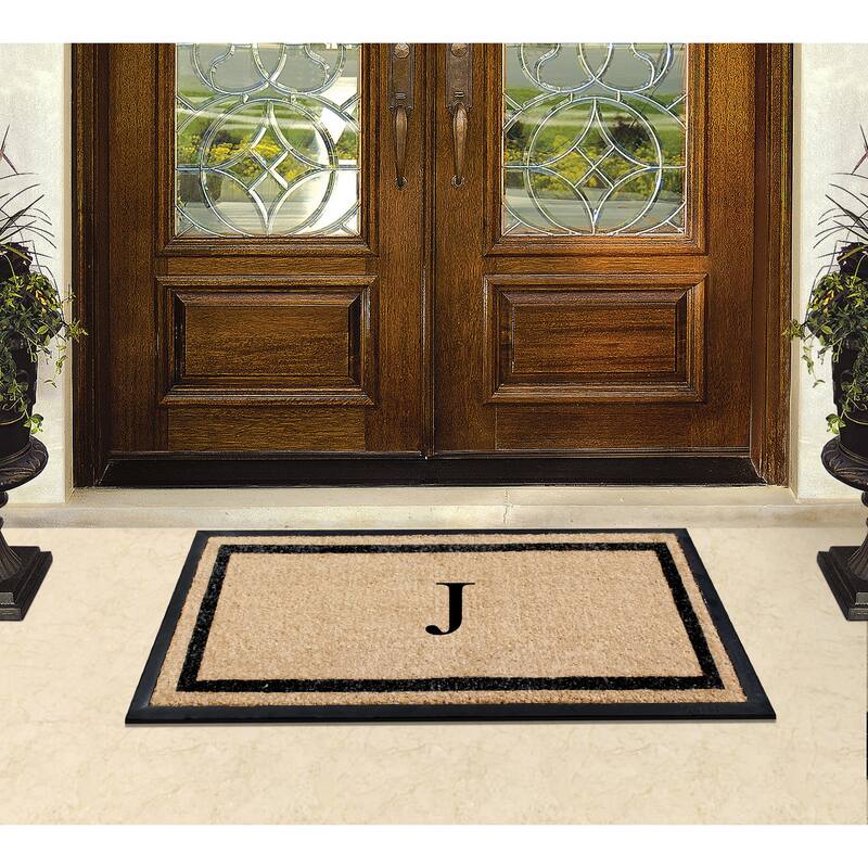 A1HC Rubber and Coir Heavy Weight large Outdoor Durable Monogrammed Doormat 24"X48", Beige