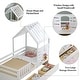 preview thumbnail 4 of 16, Twin Size House Bed w/ 2 Storage Drawers & Guardrails, Playhouse Bed w/ Roof and Window, Wooden Bed for Girls & Boys, White