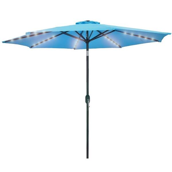 Shop 9 Ft Patio Umbrella With Led Lights Blue Overstock 32082078