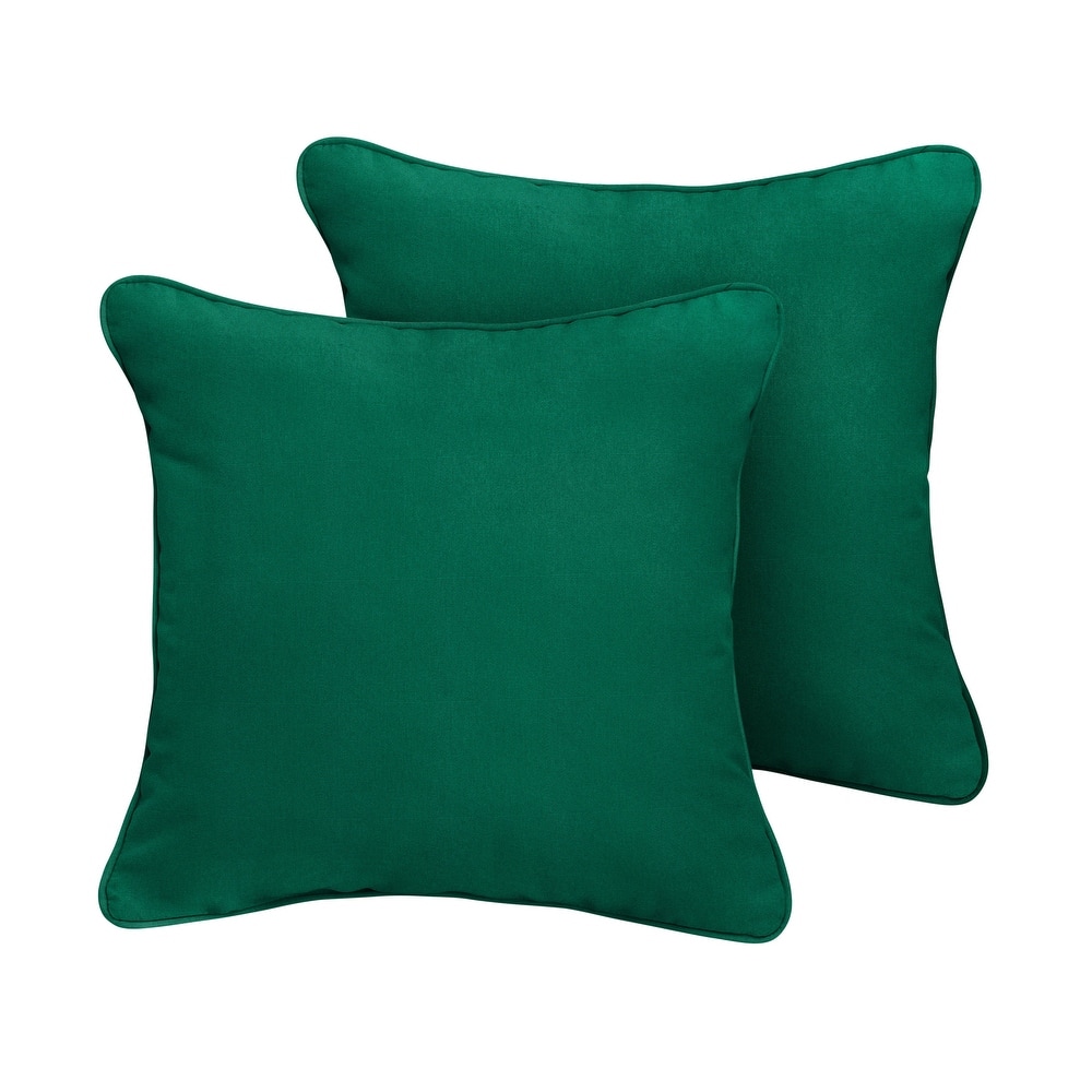 Sunbrella Forest Green Indoor/Outdoor Corded Pillow, Set of 2