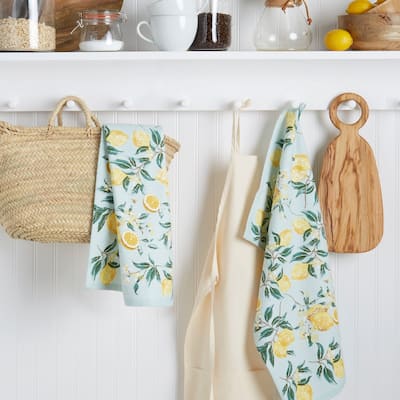 Martha Stewart Lemon Whimsy Cotton Kitchen Towel Set, 2 Piece - 16"x28"