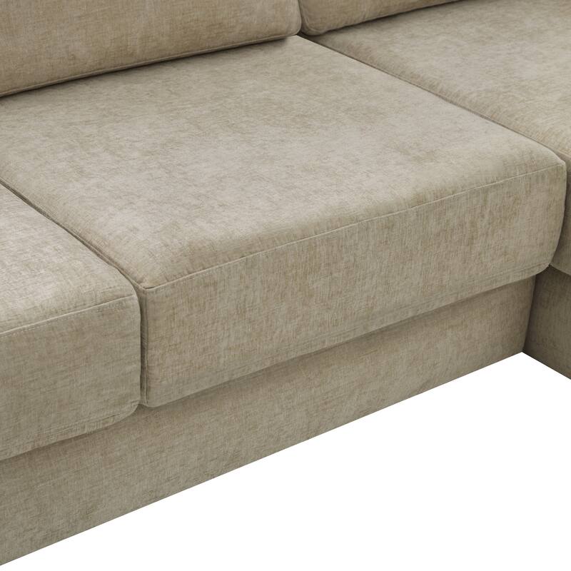 Christopher Knight Home - American Design Chenille 113" Modular Sectional Sofa with Double Layer Cushions