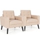 preview thumbnail 15 of 31, Costway Set of 2 Modern Tufted Accent Chair Linen Upholstered Armchair Beige