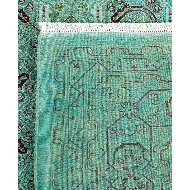 Overdyed One-of-a-Kind Hand-Knotted Area Rug - Green - 6' 2" x 9' 1"