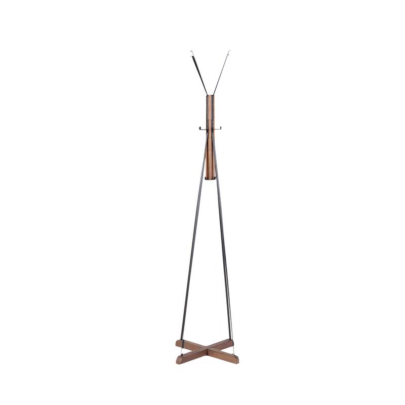 Modern Freestanding Coat Rack with 8 Hooks and Cross-Shaped Wooden Base, for Bedroom, Living Room