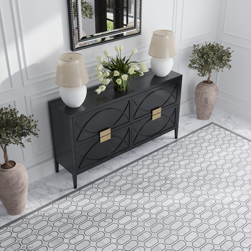 Serena 12x14 White Gray Calacatta, Thasso, Lagos Azul Mosaic Octagon Wall and Floor Tile (5.65 sq ft/case) - 5 Pack