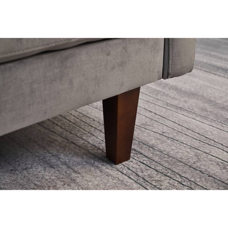 Grey Sofa with Wood and Fabric, 70x33x34 inches