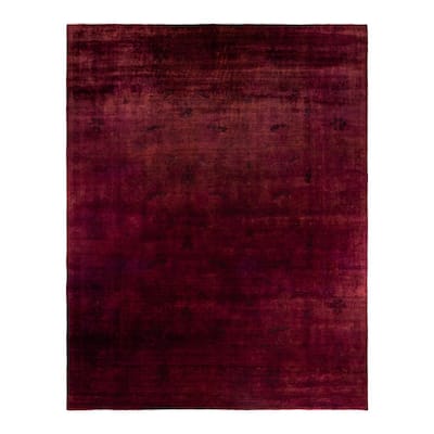 Overdyed, One-of-a-Kind Hand-Knotted Area Rug - Red - 12' 3" x 15' 0"