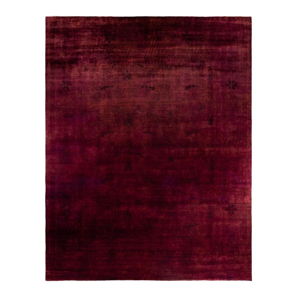 Overdyed, One-of-a-Kind Hand-Knotted Area Rug - Red - 12' 3" x 15' 0"